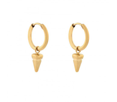 EARRINGS SMALL WITH PENDANT HORN BAR - GOLD