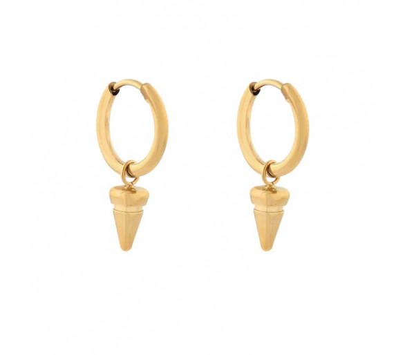 EARRINGS SMALL WITH PENDANT HORN BAR - GOLD