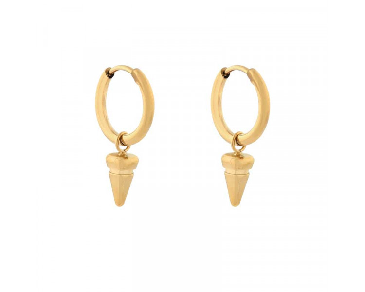 EARRINGS SMALL WITH PENDANT HORN BAR - GOLD EARRINGS SMALL WITH PENDANT HORN BAR - GOLD