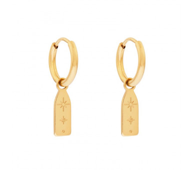 EARRINGS SMALL WITH PENDANT BAR STARS - GOLD