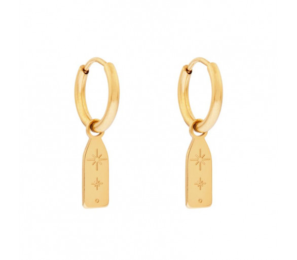 EARRINGS SMALL WITH PENDANT BAR STARS - GOLD