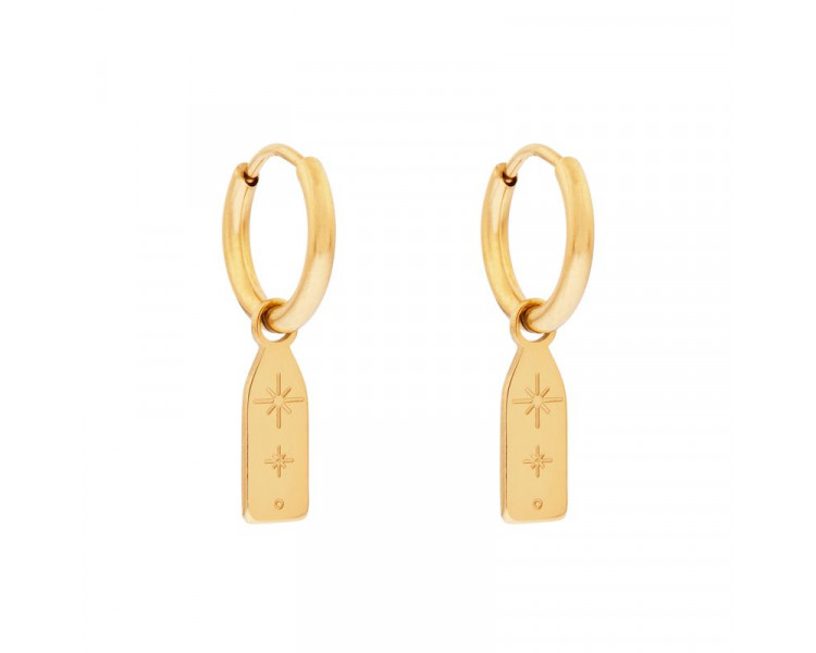 EARRINGS SMALL WITH PENDANT BAR STARS - GOLD EARRINGS SMALL WITH PENDANT BAR STARS - GOLD