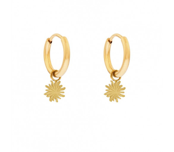 Petites boucles d'oreilles avec pendentif soleil flammé