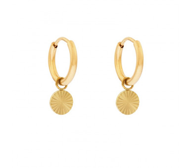 Petites boucles d'oreilles avec pendentif pièce flammée
