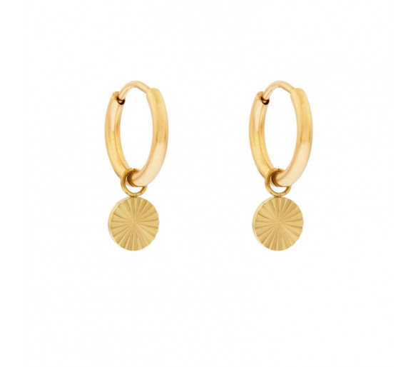 Petites boucles d'oreilles avec pendentif pièce flammée