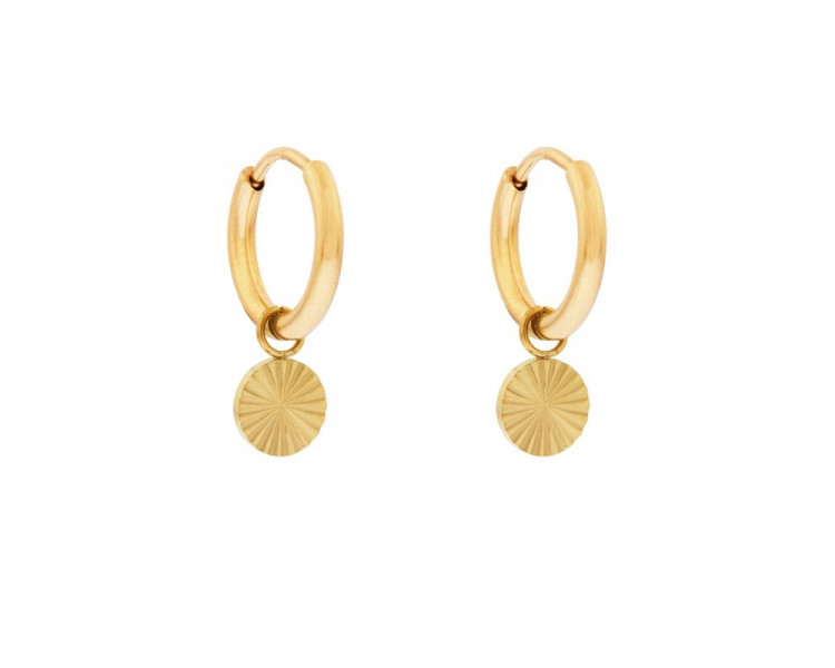 Petites boucles d'oreilles avec pendentif pièce flammée