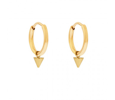 EARRINGS LARGE WITH PENDANT HORN - GOLD