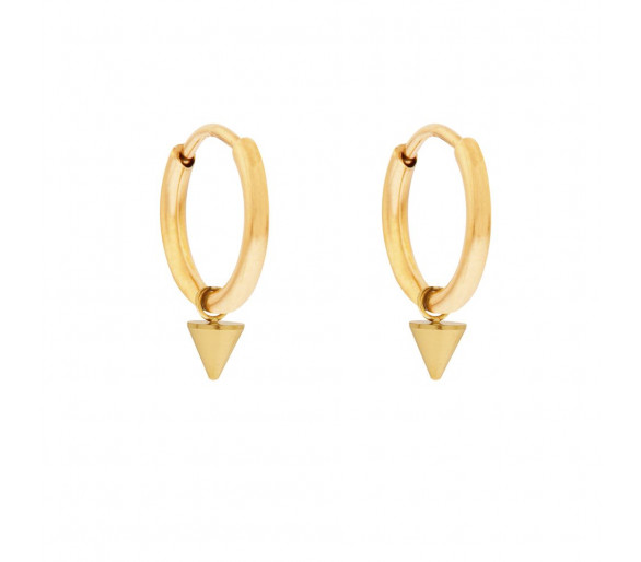 EARRINGS LARGE WITH PENDANT HORN - GOLD