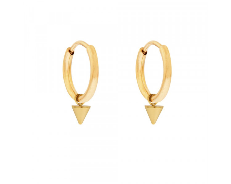 EARRINGS LARGE WITH PENDANT HORN - GOLD EARRINGS LARGE WITH PENDANT HORN - GOLD