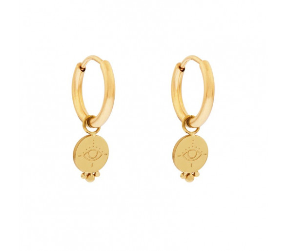 EARRINGS SMALL WITH PENDANT EYE - GOLD