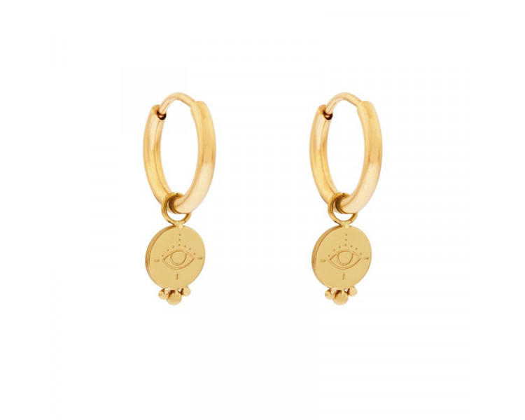 EARRINGS SMALL WITH PENDANT EYE - GOLD EARRINGS SMALL WITH PENDANT EYE - GOLD