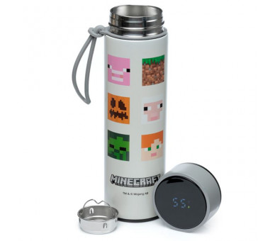 Minecraft Gezichten RVS Warm & Koud Thermosfles 450ml Digitale Thermom