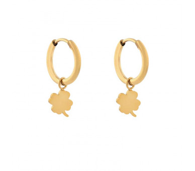 EARRINGS SMALL WITH PENDANT CLOVER - GOLD