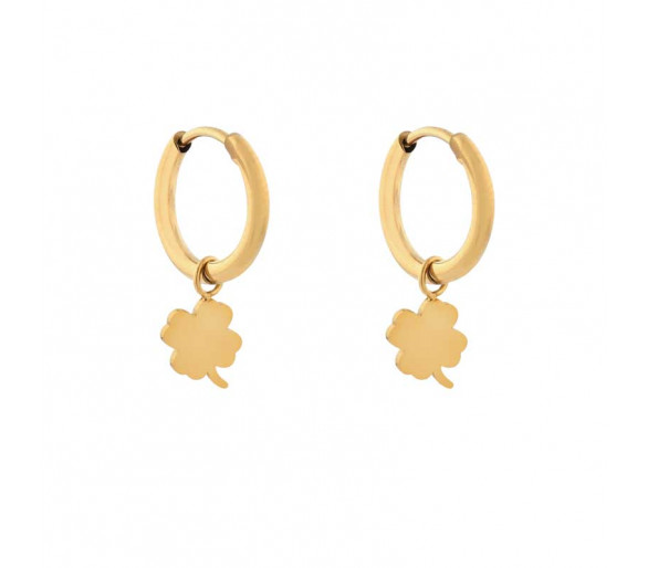 EARRINGS SMALL WITH PENDANT CLOVER - GOLD