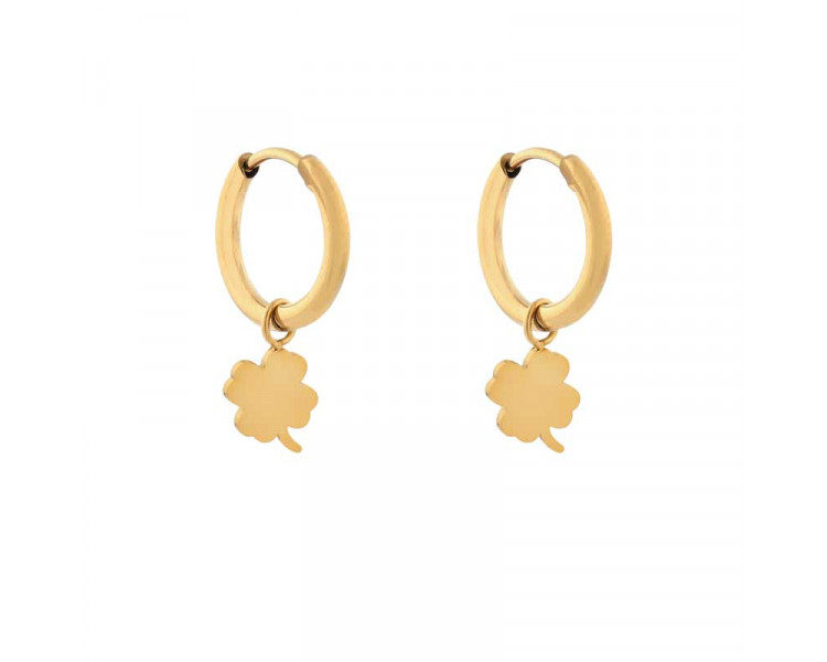 EARRINGS SMALL WITH PENDANT CLOVER - GOLD