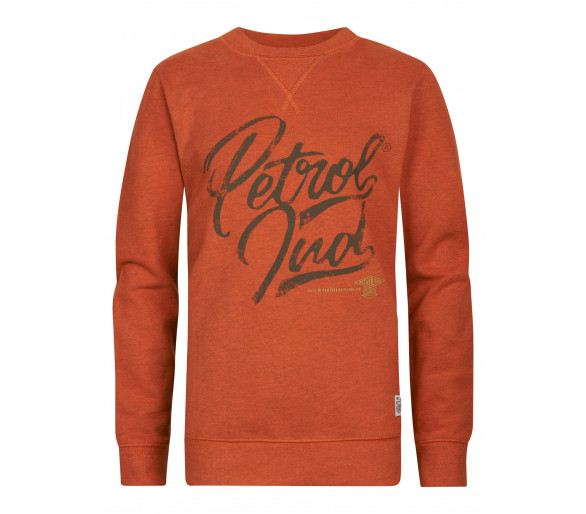 PETROL : Boys Sweater Round Neck Print Orange Rust
