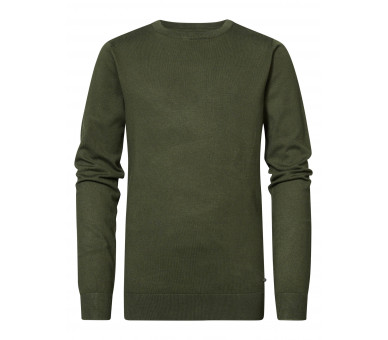 PETROL : Boys Knitwear Round Neck Basic Hunter Gre