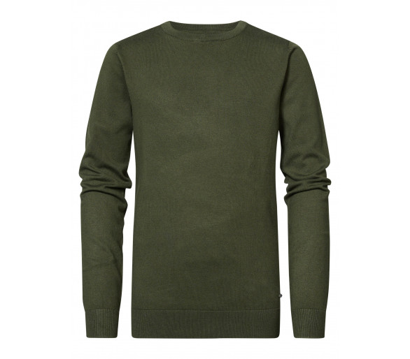 PETROL : Boys Knitwear Round Neck Basic Hunter Gre