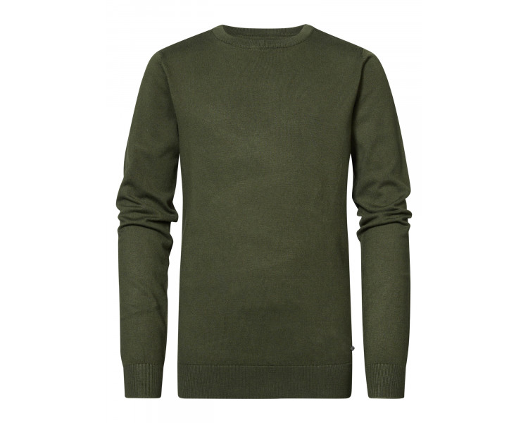 PETROL : Boys Knitwear Round Neck Basic Hunter Gre