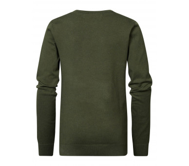 PETROL : Boys Knitwear Round Neck Basic Hunter Gre