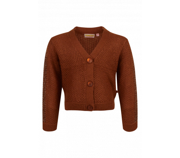 SOMEONE : GILET LONG SLEEVES COGNAC