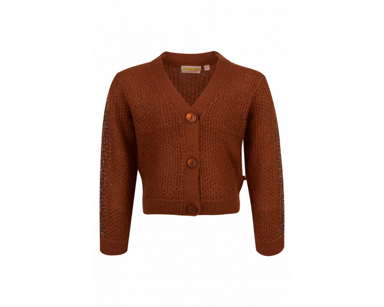 SOMEONE : GILET LONG SLEEVES COGNAC