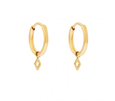 EARRINGS LARGE WITH PENDANT OPEN DIAMOND - GOLD