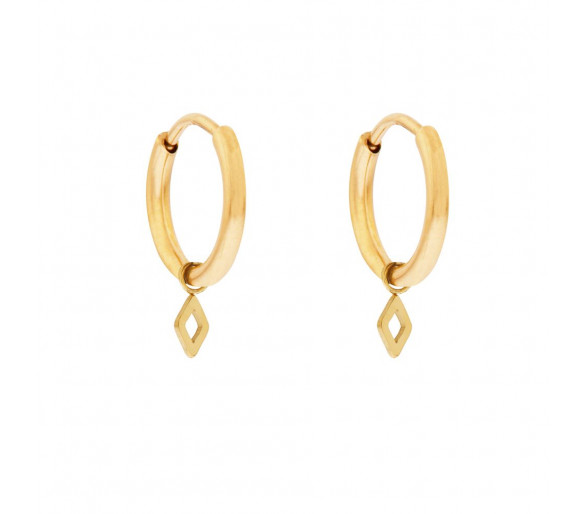 Grandes boucles d'oreilles avec un pendentif en or avec un diamant ouv