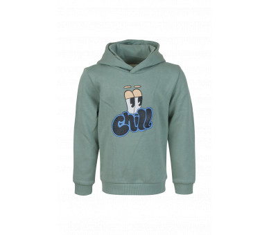 MINI REBELS : Dark mint hoodie met een "CHILL"