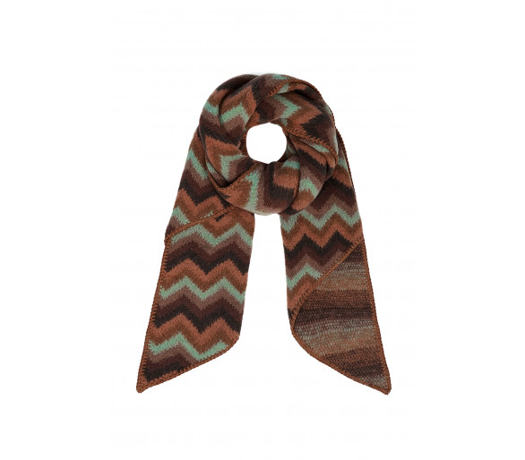 Sjaal met zigzagprint bruin/zw