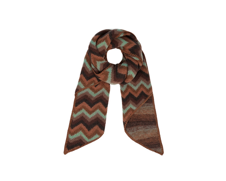 Sjaal met zigzagprint bruin/zw