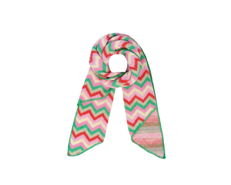 Sjaal met zigzagprint roze/groen