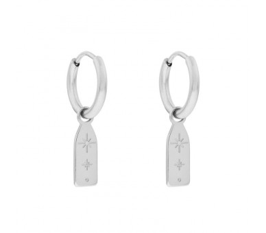 EARRINGS SMALL WITH PENDANT BAR STARS - SILVER