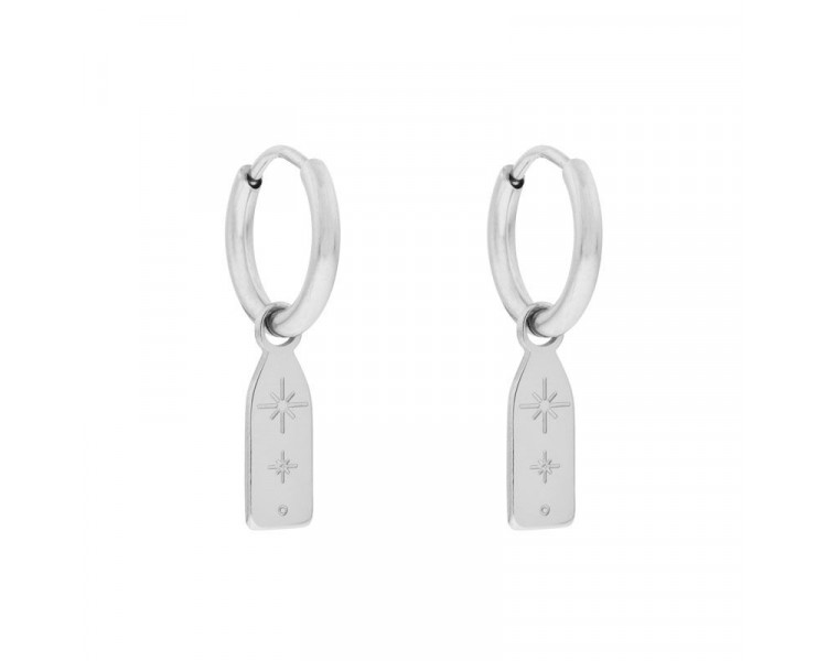 EARRINGS SMALL WITH PENDANT BAR STARS - SILVER EARRINGS SMALL WITH PENDANT BAR STARS - SILVER