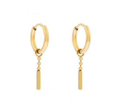 Petites boucles d'oreilles avec boules pendantes et barre - OR