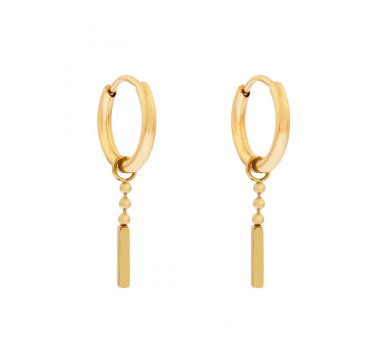 Oorbellen klein met hanger balletjes met staafje - GOLD