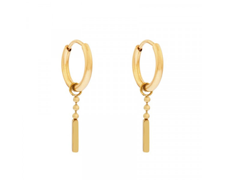 Petites boucles d'oreilles avec boules pendantes et barre - OR