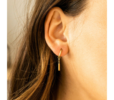 Petites boucles d'oreilles avec boules pendantes et barre - OR