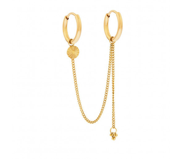 Boucles d'oreilles double anneau boules et pièce flammée - OR