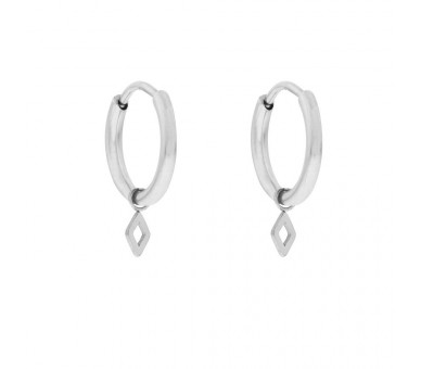 EARRINGS LARGE WITH PENDANT OPEN DIAMOND - SILVER