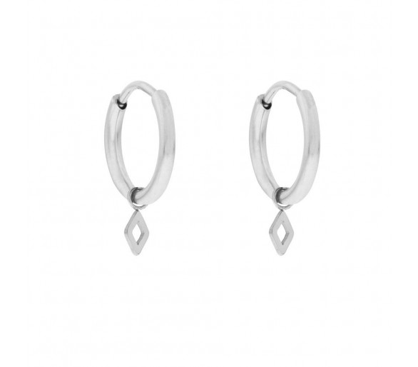Grandes boucles d'oreilles avec pendentif ouvert en diamant - ARGENT