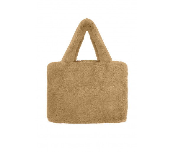 Fluffy trendy grote tas in Beige
