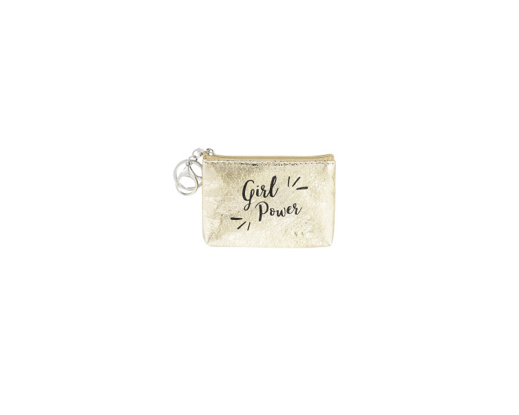 Sleutelhanger portemonnee metallic girl power - goud