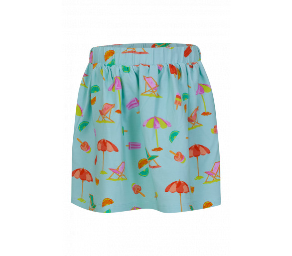SOMEONE : Jupe turquoise claire avec imprimé vacances