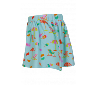 SOMEONE : Jupe turquoise claire avec imprimé vacances