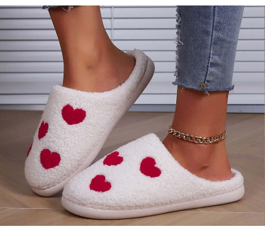 PANTOFFELS kleine hartjes rood