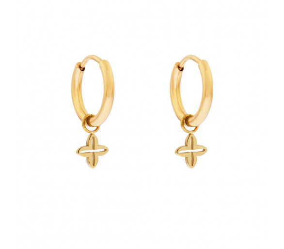 Petites boucles d'oreilles avec pendentif fleur ouverte