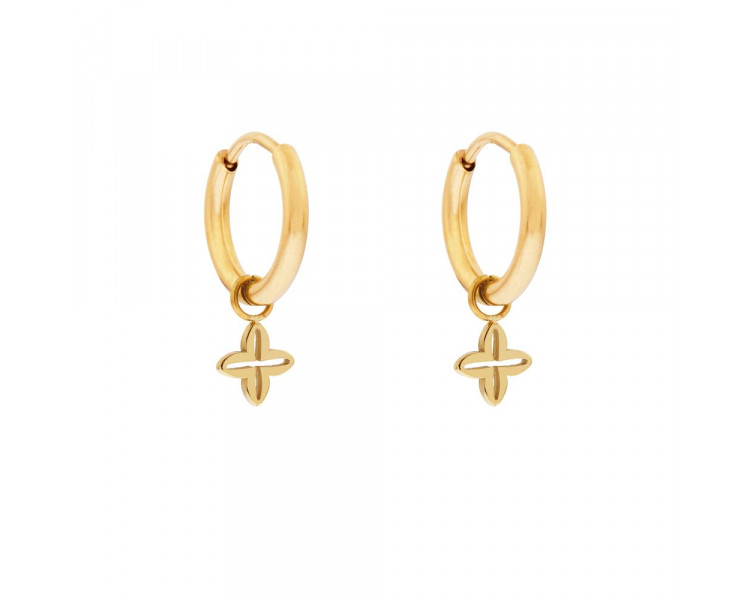 Petites boucles d'oreilles avec pendentif fleur ouverte