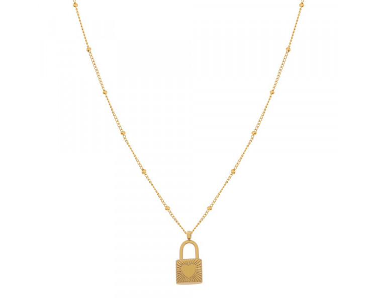NECKLACE WITH PENDANT LOCK - ADULT - GOLD NECKLACE WITH PENDANT LOCK - ADULT - GOLD