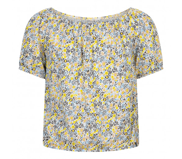 INDIAN BLUE : Cropped Flower Top Light Blue
